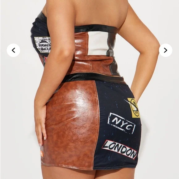 NWT Fashion Nova Over The Top Faux Leather Skirt Set - Picture 6 of 7